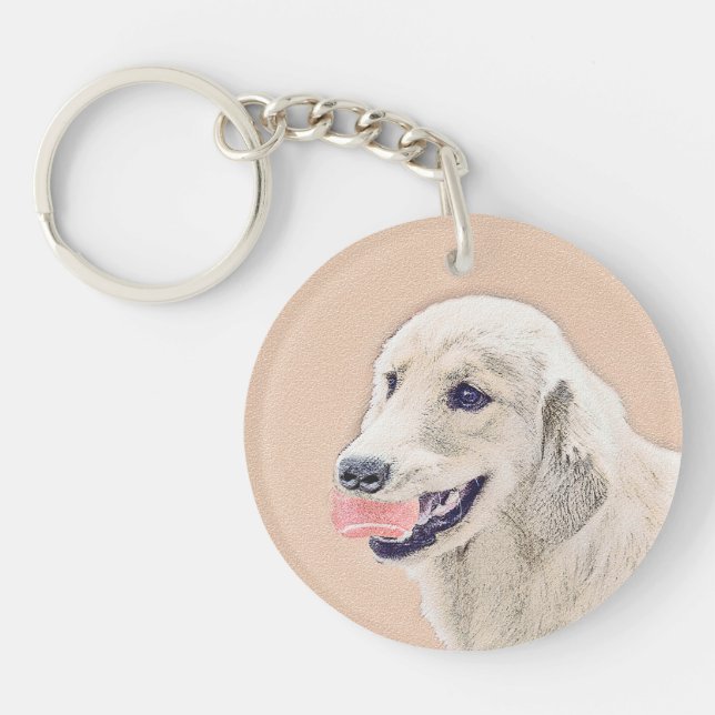 Golden Retriever with Tennis Ball Painting Dog Art Key Ring (Front)