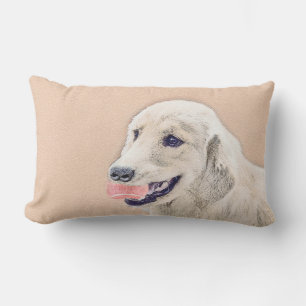 Golden Retriever with Tennis Ball Painting Dog Art Lumbar Cushion