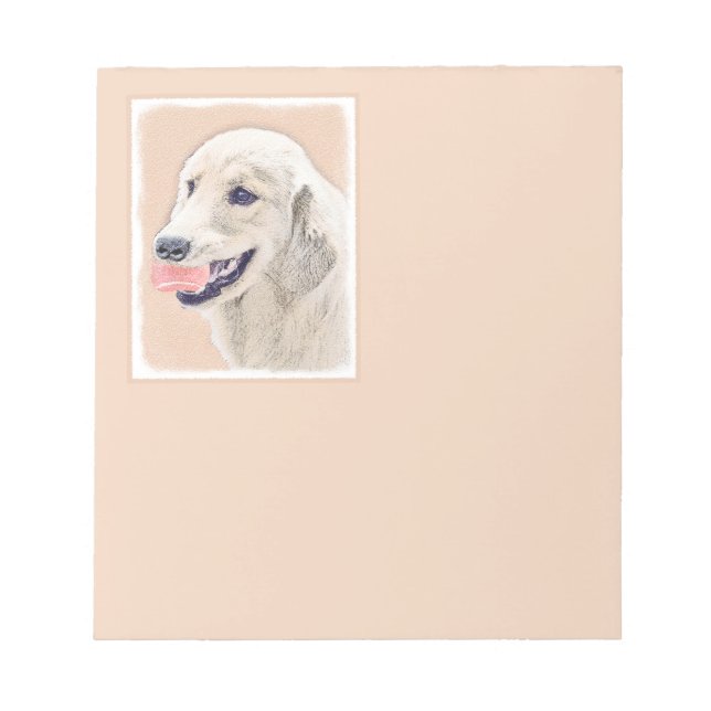 Golden Retriever with Tennis Ball Painting Dog Art Notepad (Front)