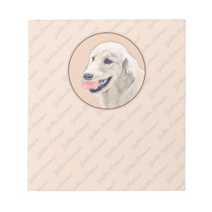 Golden Retriever with Tennis Ball Painting Dog Art Notepad