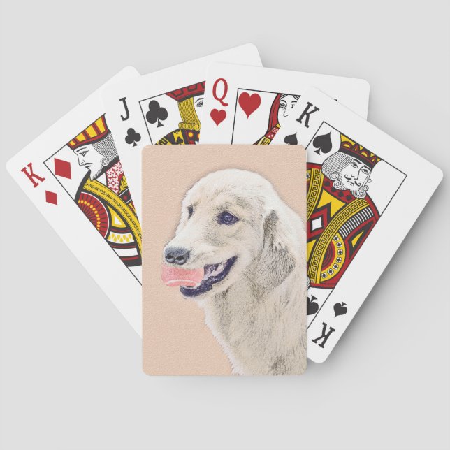 Golden Retriever with Tennis Ball Painting Dog Art Playing Cards (Back)