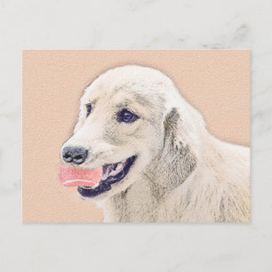 Golden Retriever with Tennis Ball Painting Dog Art Postcard