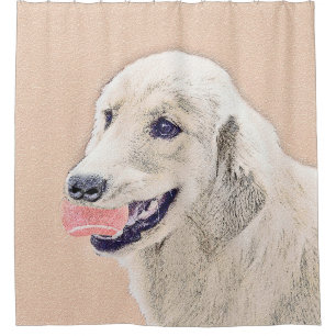 Golden Retriever with Tennis Ball Painting Dog Art Shower Curtain