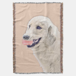 Golden Retriever with Tennis Ball Painting Dog Art Throw Blanket