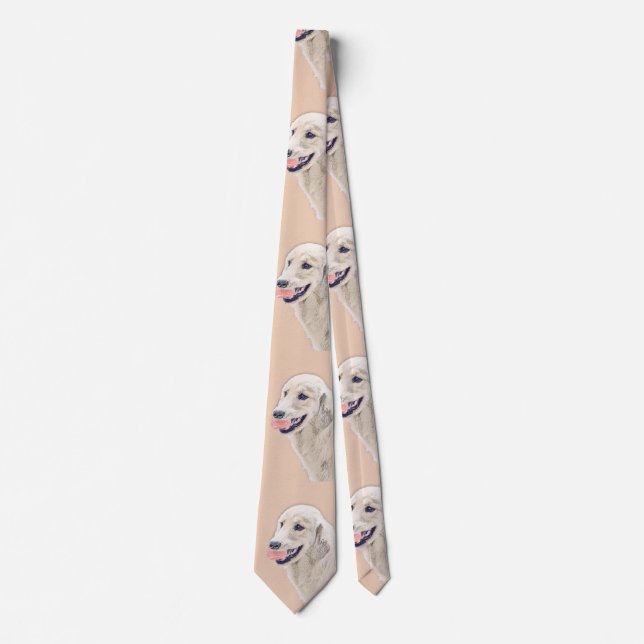 Golden Retriever with Tennis Ball Painting Dog Art Tie (Front)