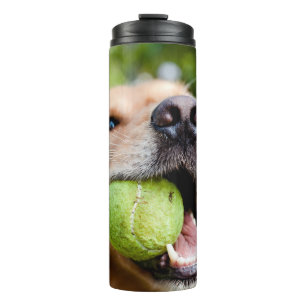 Golden Retriever With Tennis Ball Thermal Tumbler