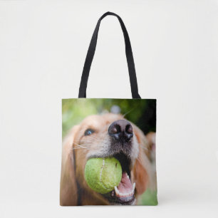Golden Retriever With Tennis Ball Tote Bag