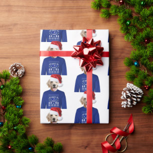 Golden Retriever With Ugly Sweater Wrapping Paper