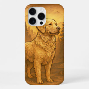 Golden Retriever Wooden Carving Style Print iPhone 16 Pro Max Case