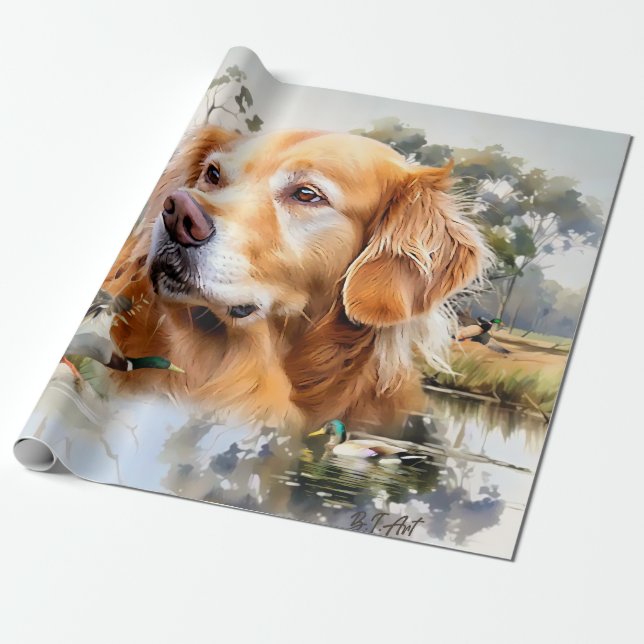 Golden Retriever Wrapping Paper (Unrolled)