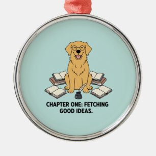 Golden Retriever Writer Scholar Academic Christmas Metal Ornament