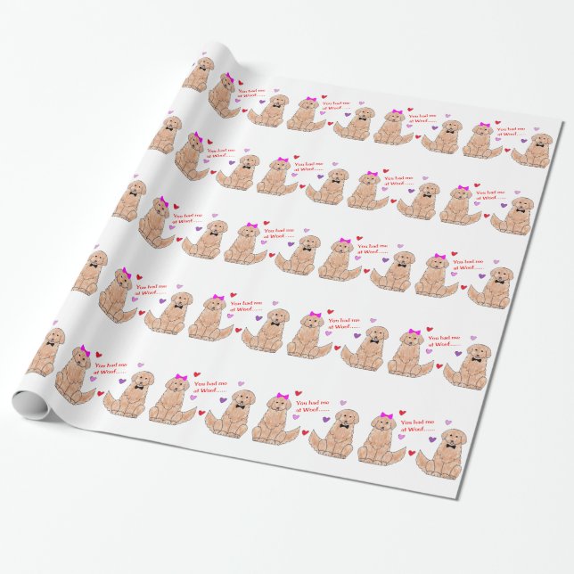 Golden Retriever You Had Me At Woof Wrapping Paper (Unrolled)