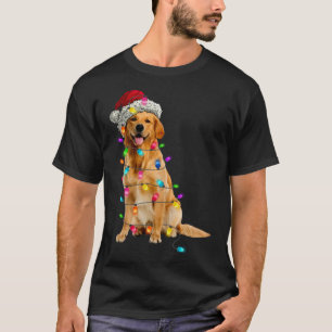 Golden Retrievers Christmas Lights Hat Santa Dog L T-Shirt