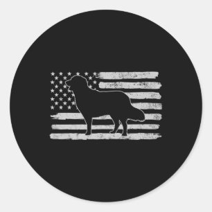 Golden Retrievers Dog Usa Flag 4th Of July  Classic Round Sticker