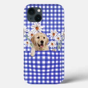 Golden Retrievers In Gingham Pocket iPhone 13 Case