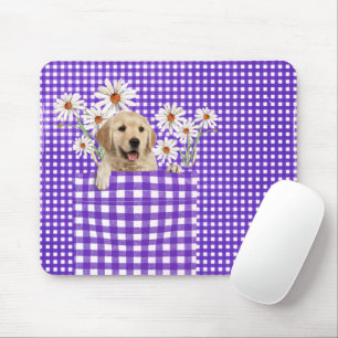 Golden Retrievers In Gingham Pocket Mouse Pad