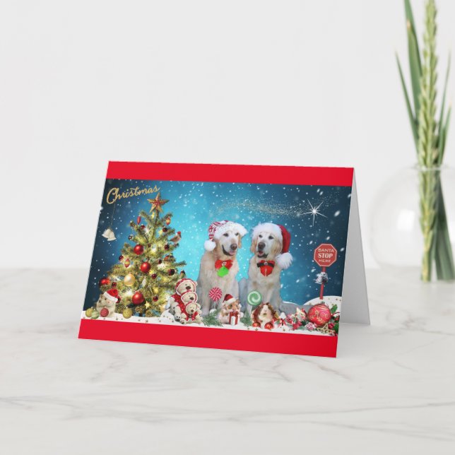 Golden Retriever's in the Christmas Spirit Holiday Card (Front)