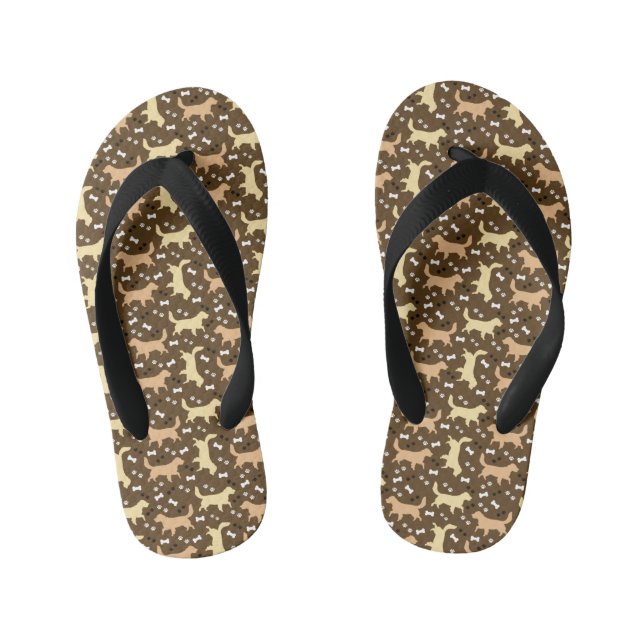 Golden Retrievers Pattern Red Golden Yellow Golden Kid's Thongs (Footbed)