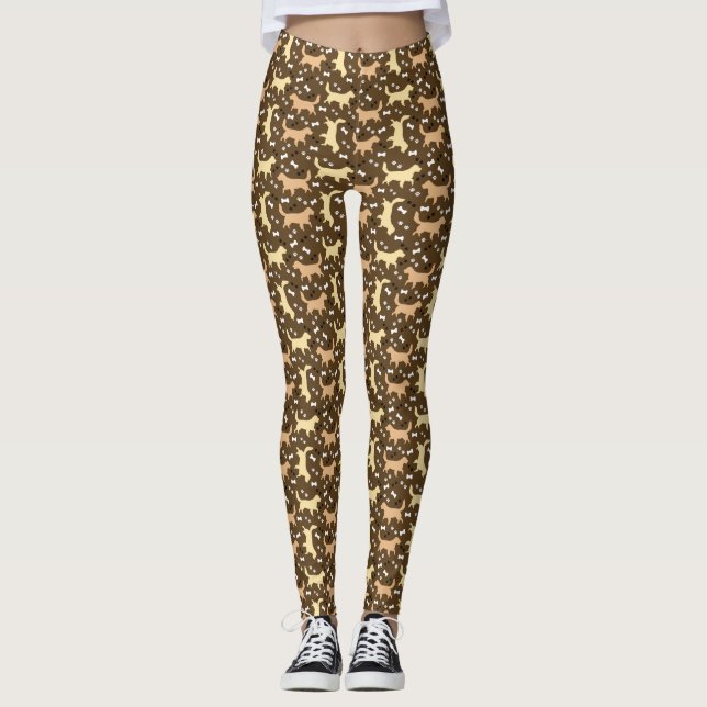 Golden Retrievers Pattern Red Golden Yellow Golden Leggings (Front)