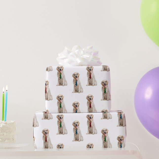 Golden Retrievers with Neckties  Wrapping Paper (Party Gifts)