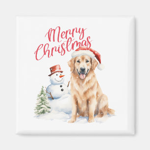 GOLDEN RETRIVER SANTA HAT RED MERRY CHRISTMAS  MAGNET