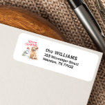 GOLDEN RETRIVER SANTA HAT SNOWMAN CUSTOM RETURN ADDRESS LABEL<br><div class="desc">Top off your mailing with these dog inspired  return address labels featuring watercolor Golden Labrador in Santa Hat with a snowman and a pine tree. Customise with family signature and address in a nice modern font.
Perfect for dog lovers,  vintage dog,  Labrador owner Retrievers lover</div>