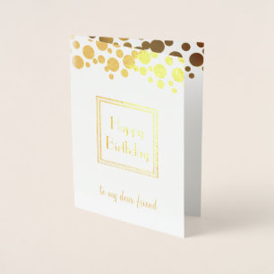 golden retro confetti - happy birthday foil card