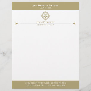 Golden Retro Scales of Justice Professional Custom Letterhead