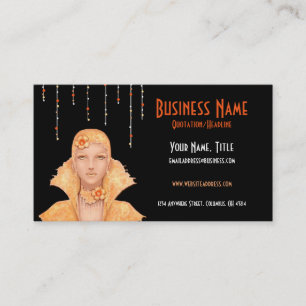 Golden Retro Woman w/Drops Business Cards