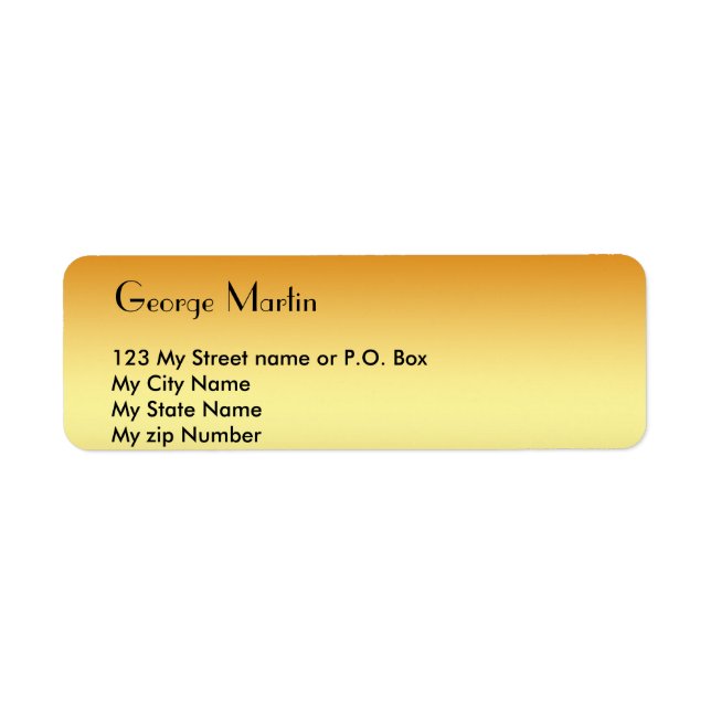Golden Return Address Label (Front)