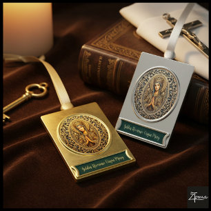 Golden Reverence Virgin Mary Gold Plated Banner Ornament