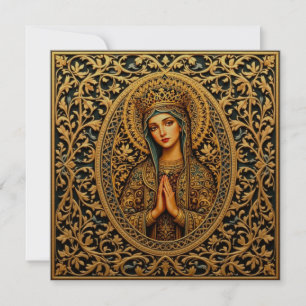 Golden Reverence Virgin Mary Holiday Card