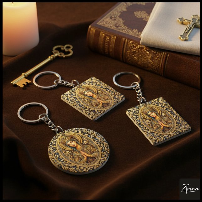 Golden Reverence Virgin Mary Key Ring (Creator Uploaded)