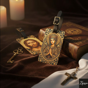 Golden Reverence Virgin Mary Luggage Tag