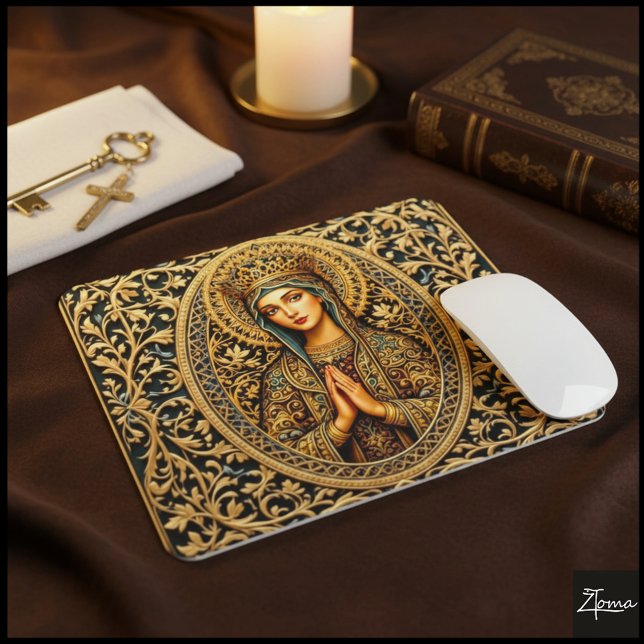 Golden Reverence Virgin Mary Mouse Pad (Creator Uploaded)