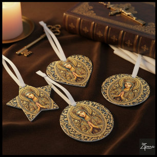 Golden Reverence Virgin Mary Ornament