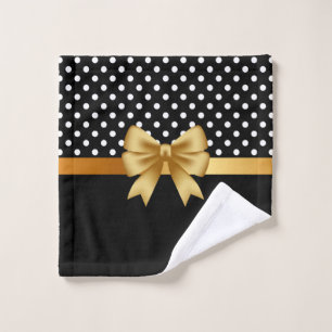 Golden Ribbon and Polka Dots Bath Towel Set