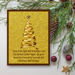 Golden Ribbon Christmas Tree Postcard