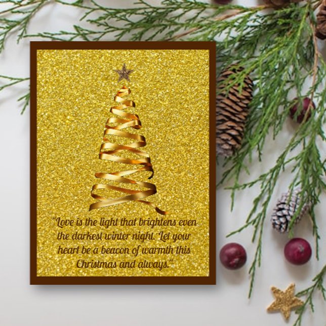 Golden Ribbon Christmas Tree Postcard (Creator Uploaded)