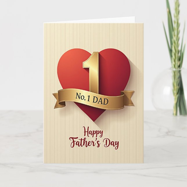 Golden Ribbon Fathers Day Card (Front)