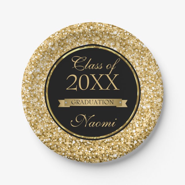 Golden Ribbon on Glitter Paper Plate (Front)