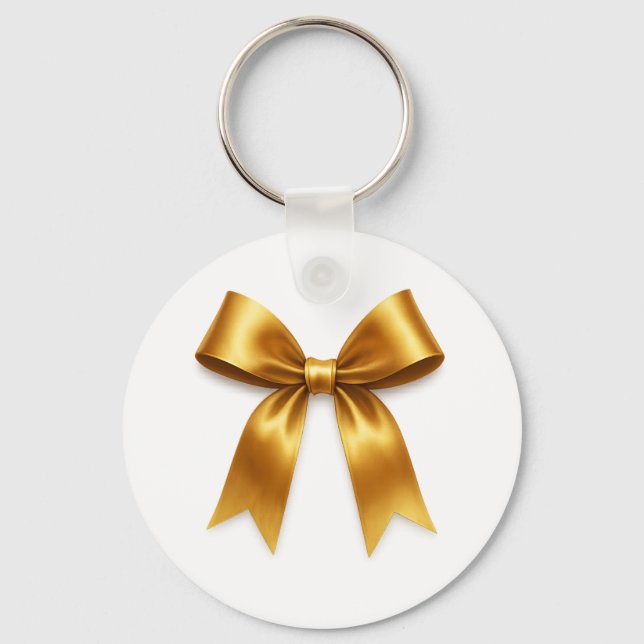 Golden Ribbon Pattern — Elegant Minimal Luxury Key Ring (Front)