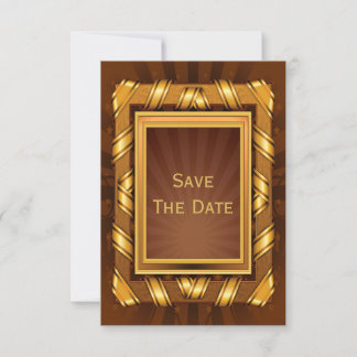 Golden Ribbon & Stars Framed Mans Save The Date