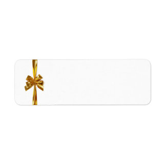 Golden Ribbon With Bow On White Background Return Address Label