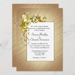Golden Ribbons and Starfish Bubbles Sand Invitation