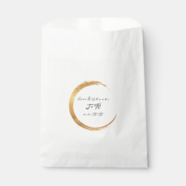 Golden Ring Thank You Monogram Black White Favour Bag (Front)