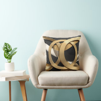 Golden Rings Abstract Art – Modern Luxury Design Cushion