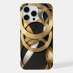 Golden Rings Abstract Art – Modern Luxury Design iPhone 15 Pro Max Case