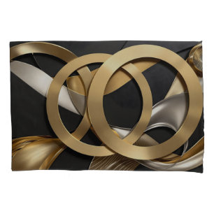 Golden Rings Abstract Art – Modern Luxury Design Pillowcase