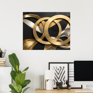 Golden Rings Abstract Art – Modern Luxury Design Poster